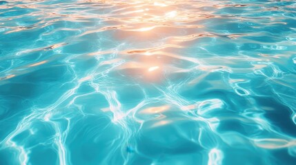 Crystal clear turquoise water with shimmering reflections, ideal for relaxation and summer vibes.