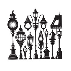 "Vintage Silhouette Lamp Collection"
"Retro Antique Lamp Silhouettes"
"Old Fashioned Lamp Silhouette Set"