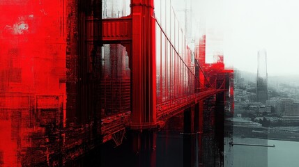 Naklejka premium San francisco red bridge architecture engineering cityscape.