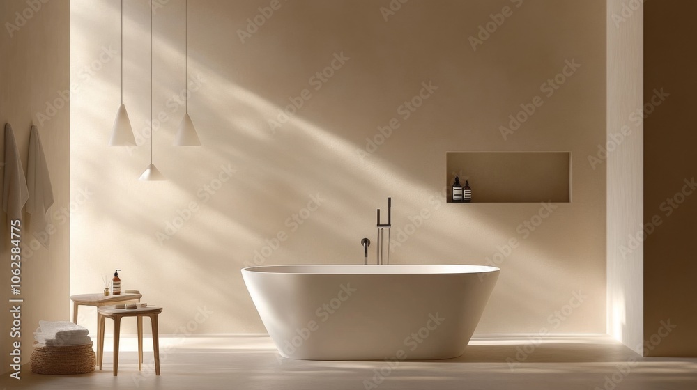 Poster modern clean bathroom with sleek design and minimal clutter