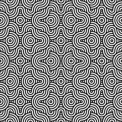 
Vector seamless pattern with concentric circles. Black and white. Modern geometric abstract background.