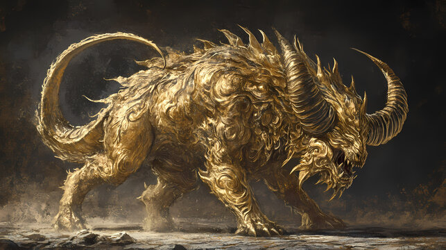 The golden behemoth. Behemoth Beast. Illustration