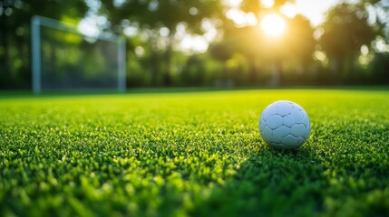 Soccer ball awaits action on the field, captivating scene of anticipation and sportsmanship in the beautiful game