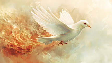 Fototapeta premium Shining dove. Wind Spirit. Illustration
