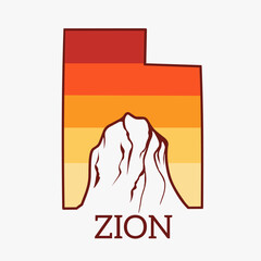 Zion National Park in Utah State with vintage style perfect for print, apparel, sticker, etc