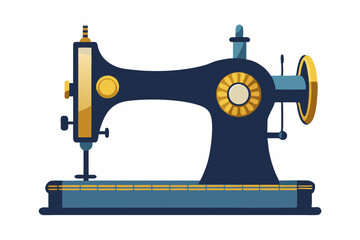 Old sewing machine isolated on white background