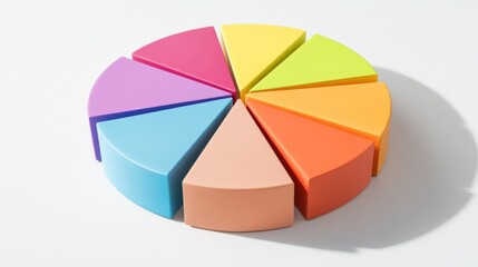 Fototapeta premium Colorful 3D Segmented Pie Chart Display