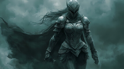Naklejka premium Woman armor. 3d illustration of female warrior armoring in fantasy style. Dark Elf Warrior. Illustration