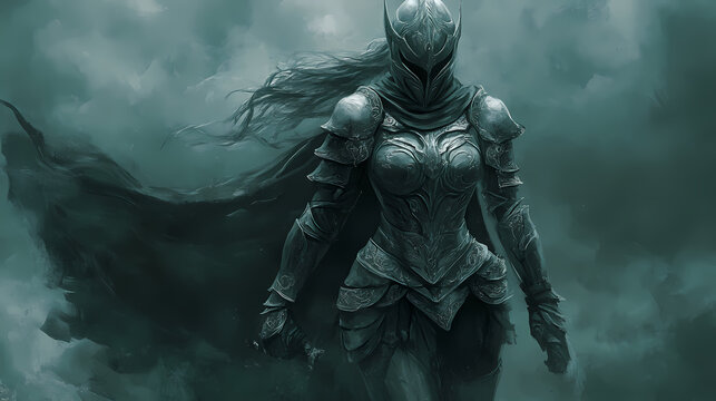 Woman armor. 3d illustration of female warrior armoring in fantasy style. Dark Elf Warrior. Illustration