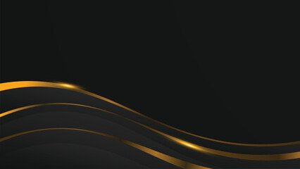 Abstract luxury black and gold wavy shape background wallpaper illustration