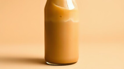 Iced Chai Latte Bottle on Beige Background