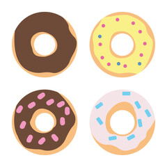 Collection of Pastel Doughnut Donut Delicious Sweet Food with Sprinkles Topping