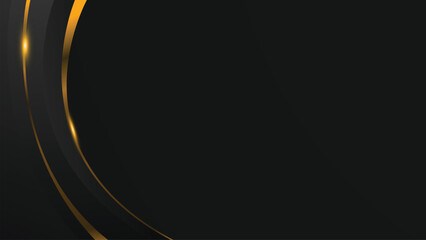 Fototapeta premium Abstract luxury black and gold wavy shape background wallpaper illustration
