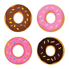 Collection of Doughnut Donut Delicious Sweet Food with Topping