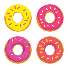 Fototapeta premium Collection of Doughnut Donut Delicious Sweet Food with Topping