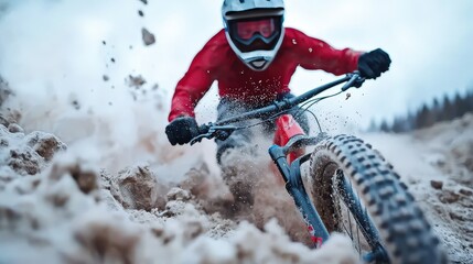 Mountain Biker in Snow   Action  Adventure  Extreme Sports