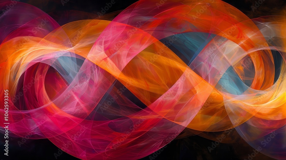 Poster bright and vivid light trails swirl and intertwine, creating a captivating abstract pattern against 