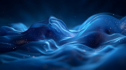 Abstract Blue Waves with Glowing Particles - 4K Background