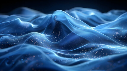 Obraz premium Abstract Blue 3D Wavy Background with Bokeh