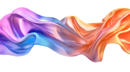 Surreal satin fabric in vibrant colors flows gracefully, creating mesmerizing visual effect. interplay of light and texture evokes sense of motion and elegance