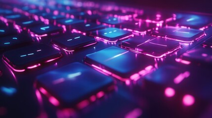 Fototapeta premium Neon Keyboard Close-up