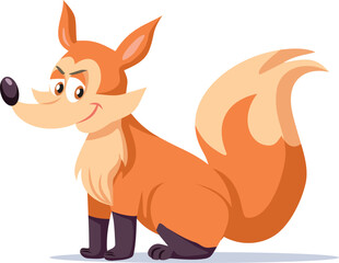 Cartoon Vector Fox Smiling Joyful Mascot Character Sheet. Cute and adorable foxy animal graphic element  
