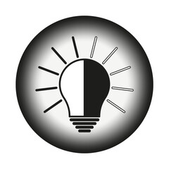 Light bulb icon. Radiant idea symbol. Bright inspiration vector. Circular light effect.