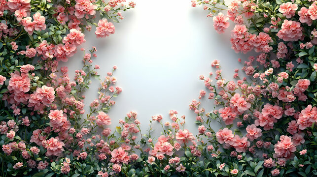 Pink Flowers Bloom in a White Background - 4K Loop Animation