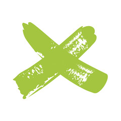 x green geometric figures painted style