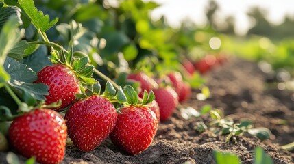 Sun kissed summer strawberries ripe for picking Bursting with juicy sweetness and vibrant colors