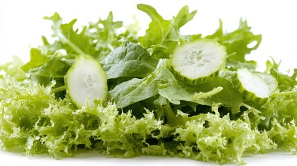 Fresh Green Salad with Cucumber Slices   Healthy Food Ingredients  Vegetarian Diet