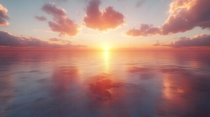 Sunset Over the Ocean, Digital Illustration