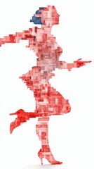 Fototapeta premium Woman Silhouette with Red Cityscape Pattern Artistic Modern Design