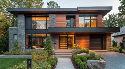 Fototapeta premium Modern Geometric House with Sharp Facade Design