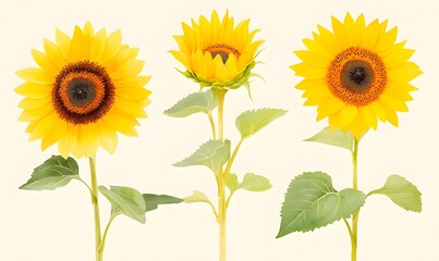 Sunflowers clipart set, Generative AI 