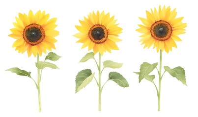 Naklejka premium Sunflowers clipart set, Generative AI 