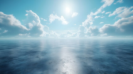 Calm Ocean Horizon with Clouds & Sun - 4K Nature Background