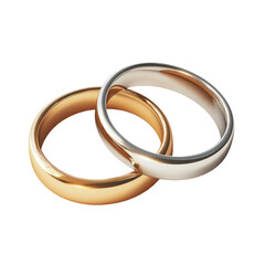 Two Wedding Rings on Transparent Background