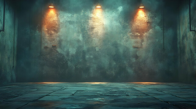 Dark Room with Glowing Lights Abstract Background Animation