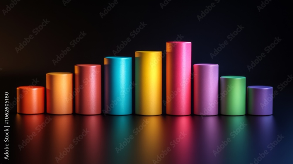Poster vibrant 3d bar graph on dark background