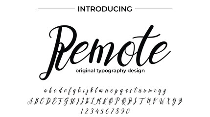 Remote Font Stylish brush painted an uppercase vector letters, alphabet, typeface
