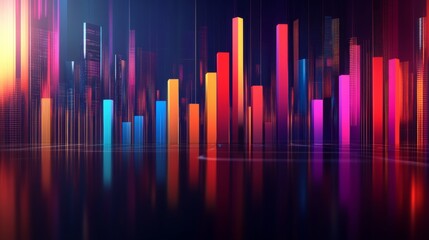 Modern 3D Bar Graph with Vibrant Colors on Dark Background