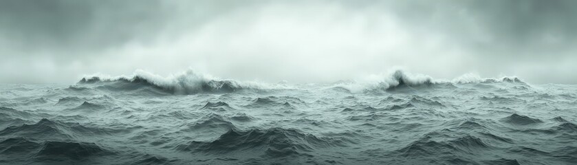 Obraz premium Dramatic Ocean Waves with Copy Space Stormy Sea Landscape