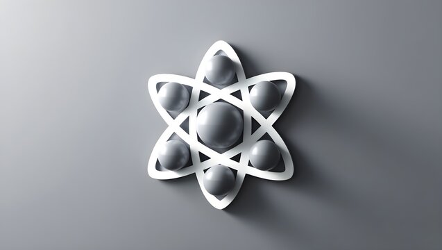 A geometric polygonal atom symbol comprising