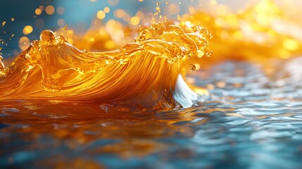 Golden Abstract Wave Swirling in Spiral Motion