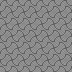 Obraz premium Vector seamless pattern with concentric circles. Black and white. Modern geometric abstract background.