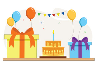 vector birthday party scene design illustration