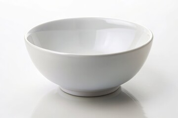 High-Quality Macro Close-Up of an Empty White Bowl from the Front View Isolated on a White Background Perfect for Food Photography and Culinary Presentations