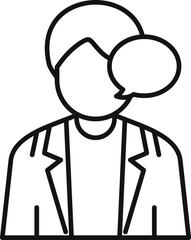 Obraz premium Businessman is actively engaging in communication, conveying information through a speech bubble, symbolizing effective dialogue in professional environment