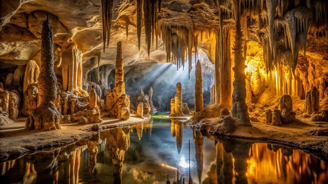 Interior View of Grotte des Demoiselles Cave in Herault Valley, Stunning Natural Formations and Unique Rock Structures, Southern France Scenic Beauty, Cave Exploration